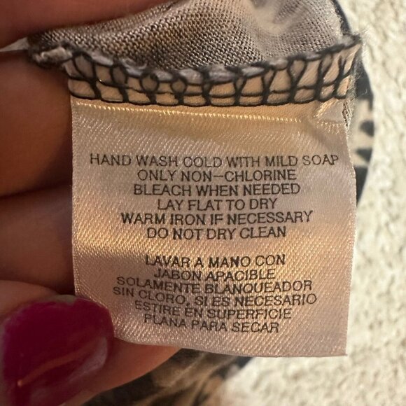 RACHEL Rachel Roy Maxi Dress Women’s XS Cream & Black Print Leather Straps - Picture 13 of 16